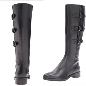 ECCO Hobart Black Leather Buckle Boots | Knee High Womens 39